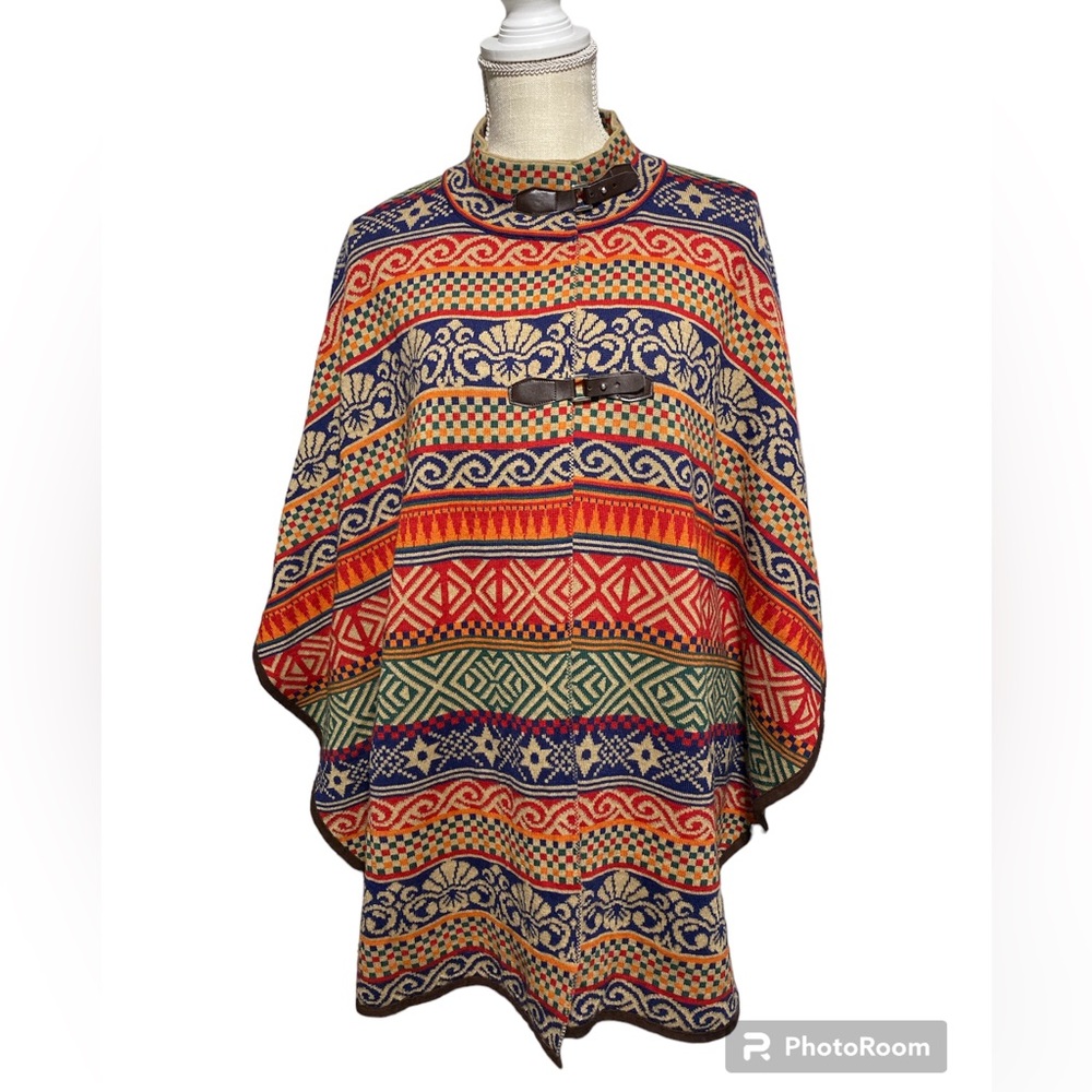 Punt Roma Multi Colored Geometric Knit Pincho - Picture 2 of 12